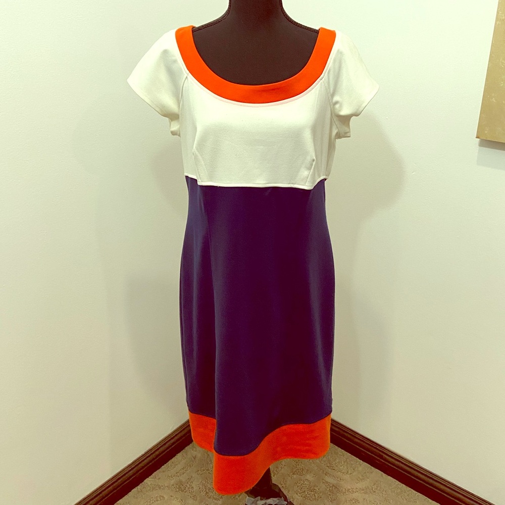 Jonathan Martin Blue/Orange/White Dress, Sz 14